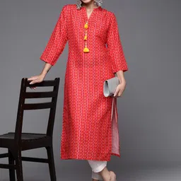 Varanga Women Red Bandhani Printed Kurta-picture-12