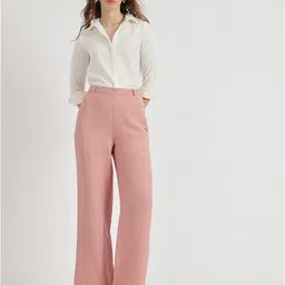FableStreet Women Custom Loose Fit Mid Rise Linen Wide Leg Trousers-image-82