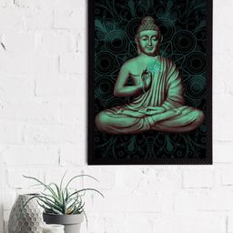 eCraftIndia Black & Green Meditating Lord Buddha Satin Matt Texture UV Wall Painting-image-80