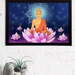 eCraftIndia Blue & Orange Meditating Lord Buddha Satin Matt Texture UV Art Painting-image-89