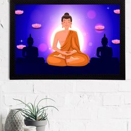 eCraftIndia Blue & Orange Meditating Lord Buddha Satin Matt Texture UV Wall Painting-image-53