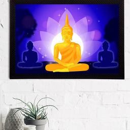 eCraftIndia Blue & Orange Meditating Lord Buddha Satin Matt Texture UV Art Painting-image-90