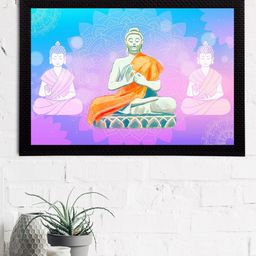 eCraftIndia Blue & Purple Meditating Lord Buddha Satin Matt Texture UV Art Painting-image-86
