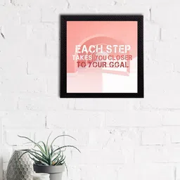 eCraftIndia Peach-Coloured & White Quote Printed Satin Matt Texture Framed UV Wall Art-image-27