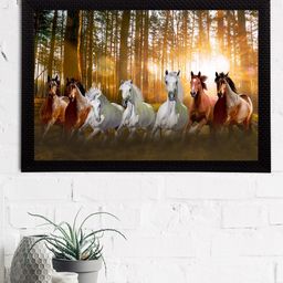 eCraftIndia Brown & White 7 Lucky Running Horses Satin Matt Textured UV Wall Art-image-92