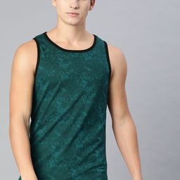 Urbano Fashion Men Teal Green Tropical Printed Round Neck Pure Cotton T-shirt-image-63