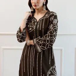 Indo Era Women Printed Regular Beads and Stones Kurta with Trousers-image-54