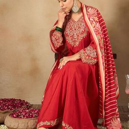 Indo Era Women Ethnic Motifs Embroidered Empire Kurta with Trousers & Dupatta-picture-33