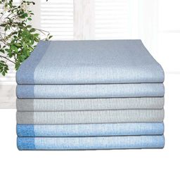 Athom Living Astar Blue & Grey 6 Pieces 210 GSM Cotton Bath Towel-image-75