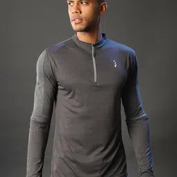 Campus Sutra Black Self Designed High Neck Dry-Fit Training T-shirt-image-24
