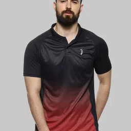 Campus Sutra Red & Black Polo Collar Short Sleeves Sports T-shirt-image-43