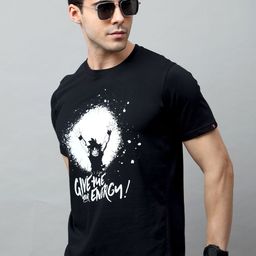 Bushirt Men Black Printed Cotton T-shirt-image-91
