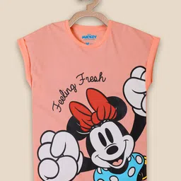 Kids Ville Girls Minnie Mouse Printed Extended Sleeves Pure Cotton T-shirt-image-28