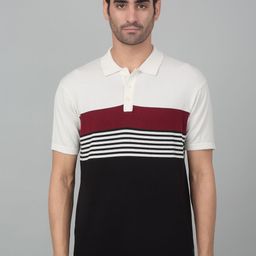 Cantabil Striped Polo Collar Cotton T-shirt-picture-37