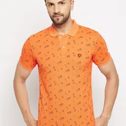 Camey Men Orange Printed Polo Collar T-shirt-picture-10
