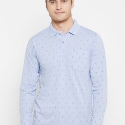 Camey Men Blue & lavender fog Printed Polo Collar T-shirt-image-78