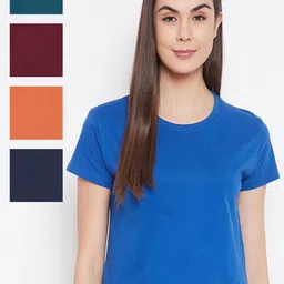 Clovia Women Pack of 5 Assorted Lounge T-Shirts-image-30