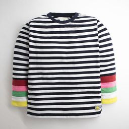 Cherry Crumble Boys White & Black Striped Full Sleeves Rainbow Breton T-Shirt-17