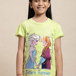 Kids Ville Girls Frozen Printed Pure Cotton T-Shirt-image-90