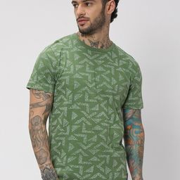 Mufti Geometric Printed Round Neck Pure Cotton T-shirt-image-40