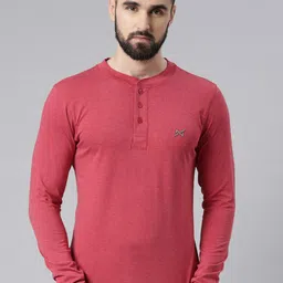Force NXT Men Red Solid Henley Neck T-Shirt-image-41