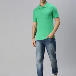ONN Men Green Solid Polo Collar Cotton T-shirt-picture-18