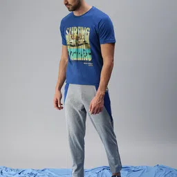 ONN Men Blue Typography Printed Applique T-shirt-image-68