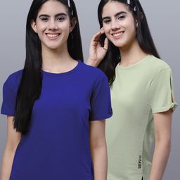 FBAR Pack Of 2 High Low Hem Pure Cotton T-shirts-image-82