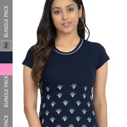 IndiWeaves Pack Of 2 Floral Printed Pure Cotton T-shirt-image-36