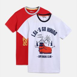 Lil Tomatoes Boys Pack Of 2 Typography Printed Round Neck Short Sleeves Cotton T-shirt-image-92