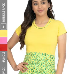 IndiWeaves Pack Of 3 Printed Round Neck Pure Cotton T-shirt-image-33