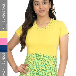 IndiWeaves Pack Of 3 Printed Pure Cotton T-shirt-image-28