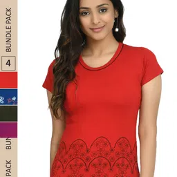 IndiWeaves Pack Of 4 Printed Pure Cotton T-shirt-image-85