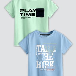 CODEZ Boys Pack Of  2 Printed Cotton Regular Fit T-shirts image 1