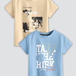 CODEZ Boys Pack Of 2 Printed Cotton T-shirts image 1