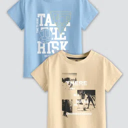 CODEZ Boys Pack Of 2 Printed Cotton Regular Fit T-shirts image 1