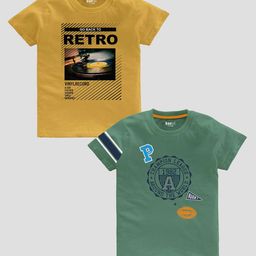 BAESD Boys Pack Of 2 Typography Printed Pure Cotton T-shirt-image-82