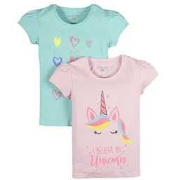 PLUM TREE Girls Multicoloured Typography 2 Printed Applique T-shirt-image-15