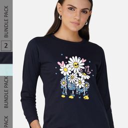 CHOZI Pack of 2 Graphic Printed Regular Fit Cotton T-Shirt-picture-32