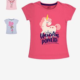 x2o Girls Set-3 Printed T-shirt-image-47