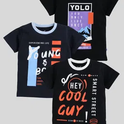 Toonyport Boys Pack Of 3 Typography Printed Regular Fit T-shirt-image-30