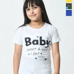 BAESD Girls Typography 4 Printed Applique T-shirt-image-44
