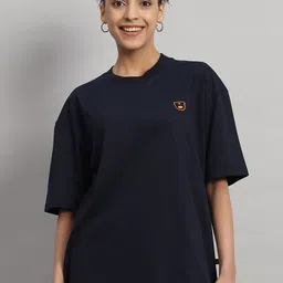 GRIFFEL Round Neck Drop-Shoulder Sleeves Oversized Cotton T-shirt-image-57