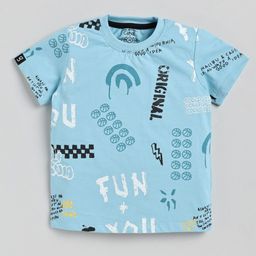 Ginie Boys Typography Printed Pure Cotton T-shirt-image-6