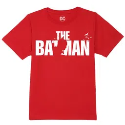DC by Wear Your Mind Boys Red & White Typography Batman Printed Cotton T-shirt-image-82