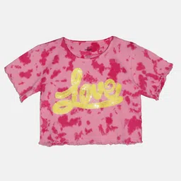 KiddoPanti Girls Tie & Dye Pure Cotton Crop T-shirt-picture-42