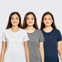 CELSIUS Pack Of 3 Cotton Regular T-shirt-image-27