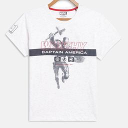 Octave Boys White & Grey Printed T-shirt-image-10