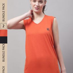 VIMAL JONNEY Pack Of 2 V-Neck Gym T-shirt-image-84
