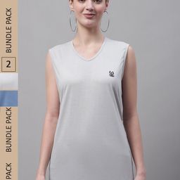 VIMAL JONNEY Pack Of 2 V-Neck Gym T-shirt-image-50